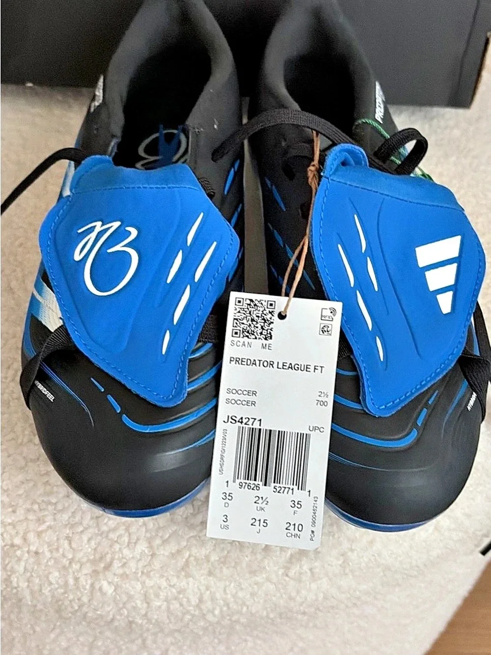 adidas Predator League FT FG J B Kids' Soccer Cleats Blue & Black Boys US 3 NWT